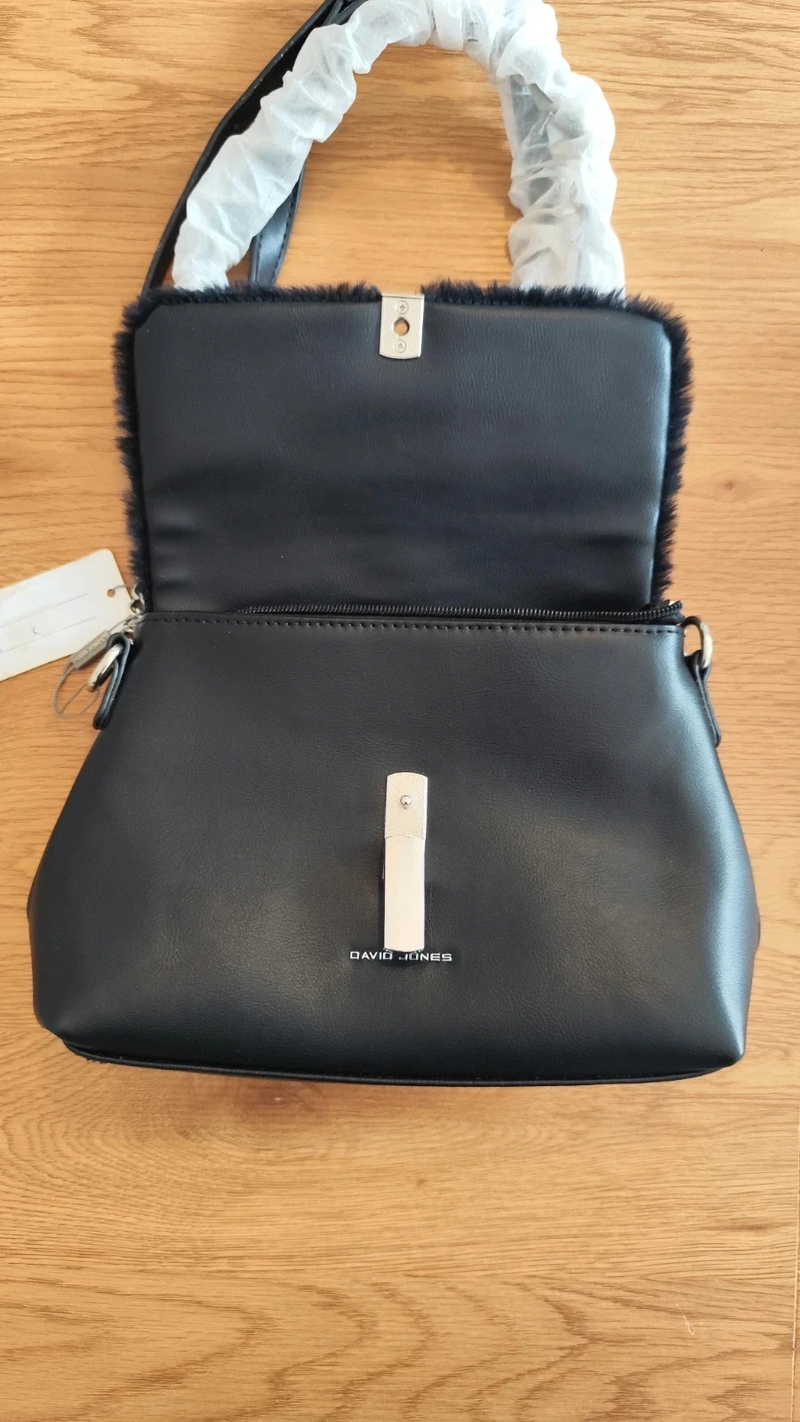 Bolsa transversal preta de couro sintético e pele sintética NOVA com etiqueta - David Jones – photo 14